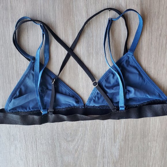 Urban Outfitters Out From Under Blue and Black Triangle Strappy Mesh bralette - Picture 4 of 9